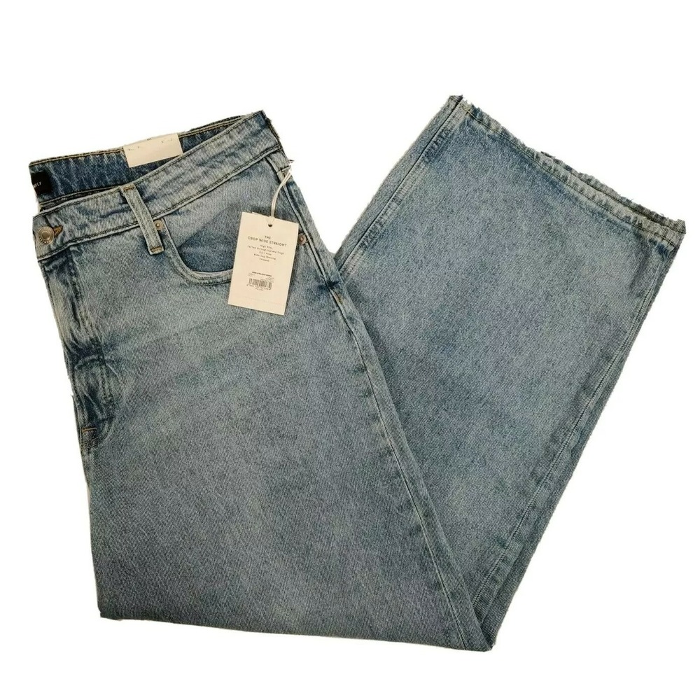 Free Assembly Cropped Wide Straight Jeans Size 18 Light Blue Denim Women's NEW